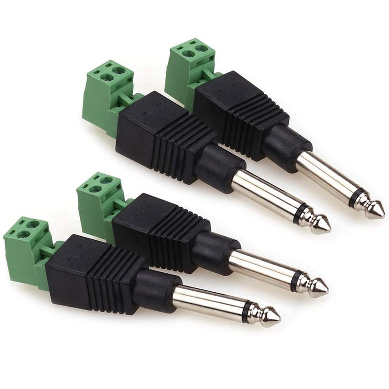 NANYI 1/4" Plugs for Speaker Cables, Patch Cables, Snakes - TS Male Mono 1/4 Inch Phono 6.3mm Phone Plug Bulk - 4 Pack (4PCS-Green Welding Free) - Image 3